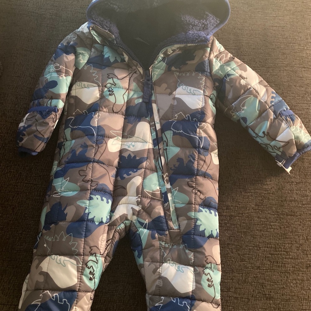 Kids Dinosaur Print Puffer Jacket